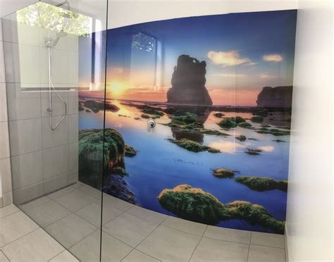 Stunning custom printed acrylic splashbacks sets this bathroom apart from anyone else's ...