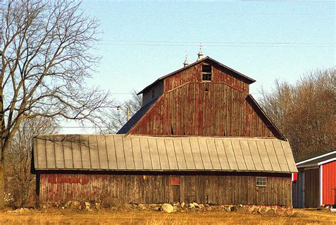 Old Faded Red Hip Roof Barn And Out Buildings Photograph by Rosemarie E ...