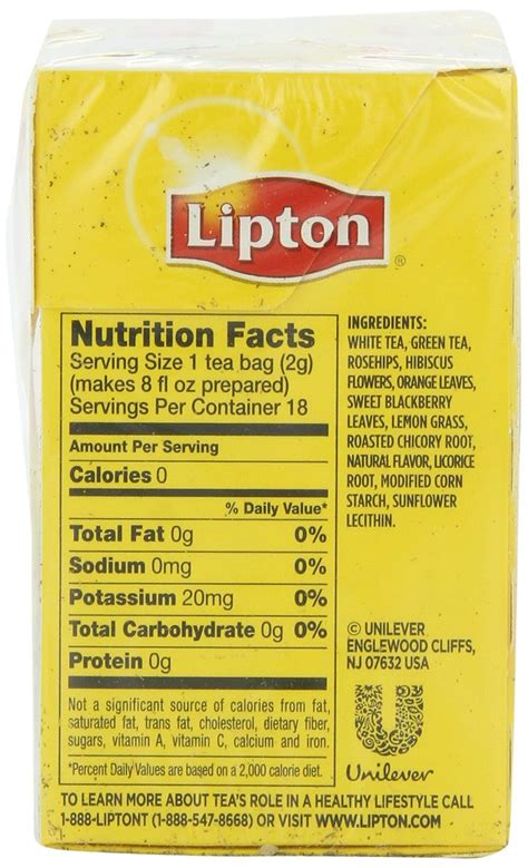 lipton tea bags nutrition facts