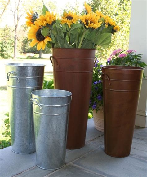 Galvanized French Flower Bucket