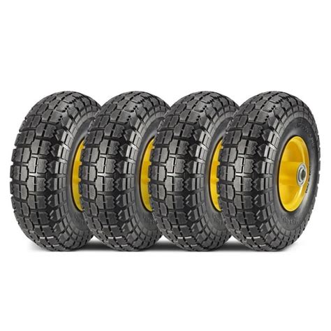 MaxAuto 4-Pack 10 Inch Solid Rubber Tyre Wheels Garden Wagon Cart Trolley Tires 4.10/3.50-4", 2. ...