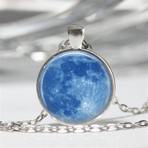 Blue Moon Necklace Full Moon Jewelry Solar System Outer Space Science ...