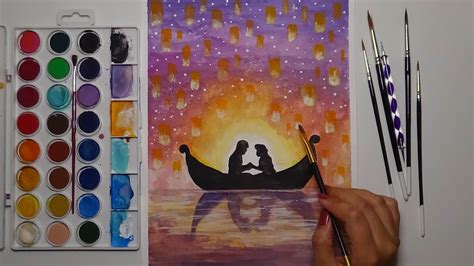 Watercolor Tangled Scene I See The Light Rapunzel – YouTube – Tangled ...