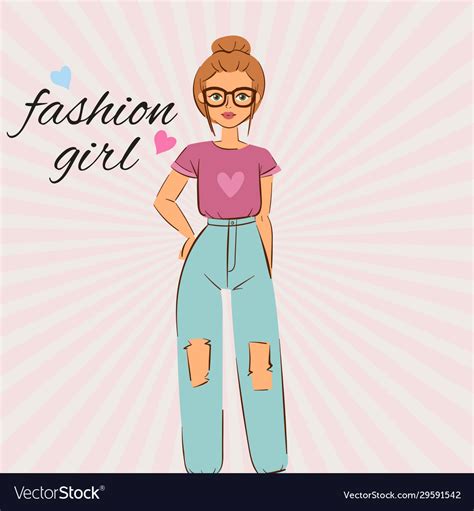 Fashion girl cartoon character Royalty Free Vector Image