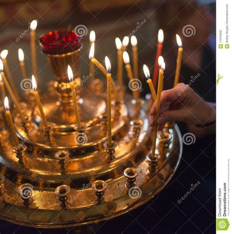 Candles Burning in Orthodox Church Stock Photo - Image of chapel ...