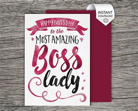 Boss's Day Card, Bosses Day Card Printable Card Boss Lady - Etsy