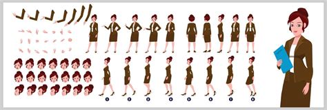 Business Girl Character Design Model Sheet Girl Character design Front side back view and ...