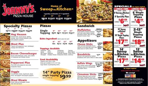 Johnny's Pizza House Menu - Urbanspoon/Zomato