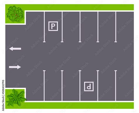 Car parking top view. Cartoon empty street road Stock Vector | Adobe Stock