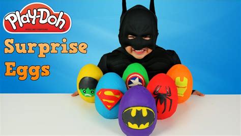 Play-doh Superhero Surprise Eggs Opening With Batman Spiderman Superman Hulk Ironman Ckn | Hi ...