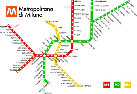 Milan metro map, Italy