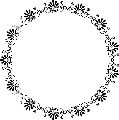 Free Clipart Of A fancy black and white greek vignette design frame