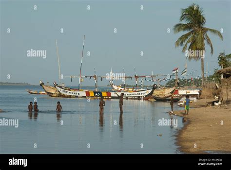 The beach in town Ada Foah, Greater Accra Region, Ghana, West Africa ...