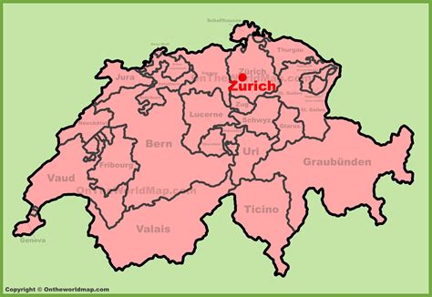 Zürich location on the Switzerland map - Ontheworldmap.com