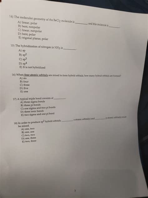 Solved 14) T he molecular geometry of the BeCl2 molecule is | Chegg.com