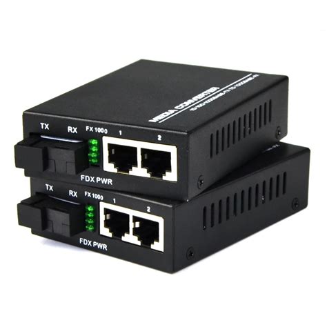 1 Pair 10/100/1000Mbps Fiber Optic Ethernet Media Converter Gigabit Single Mode Single Fiber ...