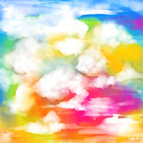 Clouds in Rainbow Sky Painting Digital Download - Etsy