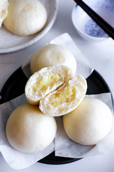 Dim Sum Steamed Custard Buns (nai wong bao) - One Happy Bite