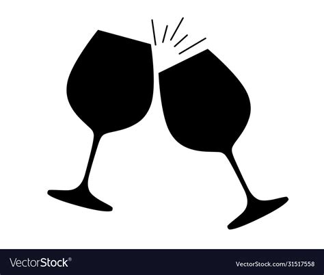 Black silhouette two wine glasses with red wine Vector Image