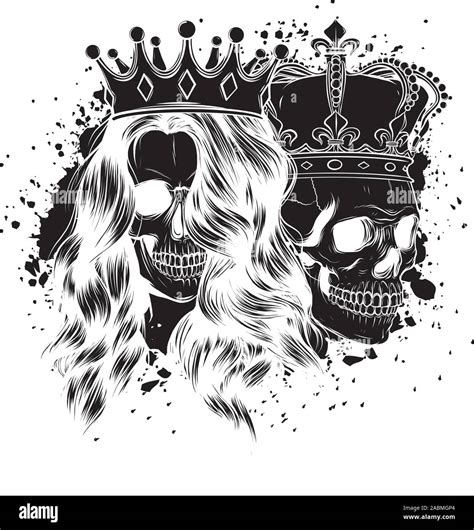 Skull King and Queen vector. Love skull couple. illustration Stock Vector Image & Art - Alamy