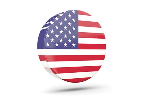 Glossy round icon 3d. Illustration of flag of United States of America