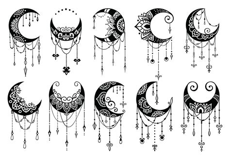 Set of Crescent Moon Decoration – Crella