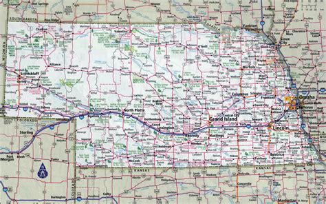 Large detailed roads and highways map of Nebraska state with all cities | Nebraska state | USA ...