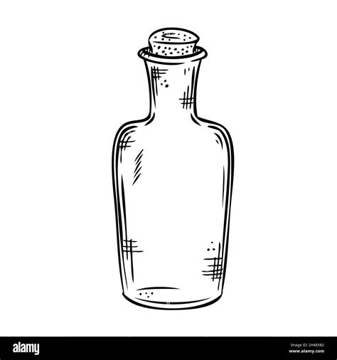 Isolated vector bottle. Line art empty transparent glass vial, bottle, jar Stock Vector Image ...