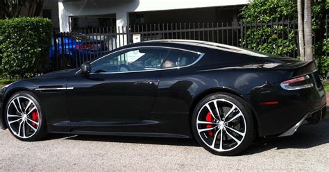 Exotic Cars on the Streets of Miami: Black Aston Martin DBS V12