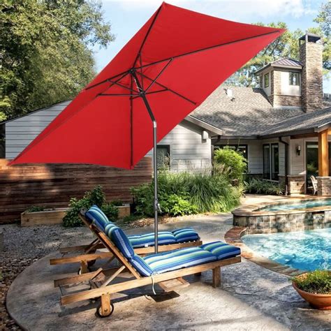 Outdoor Basic 10x6.5ft Rectangle Patio Umbrella with Tilt and Crank ...