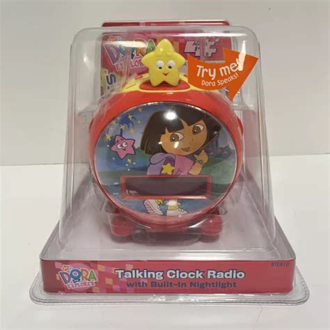 NEW VINTAGE DORA the Explorer Talking Clock Radio w/Built in Nightlight 2004 NIB $47.63 ...