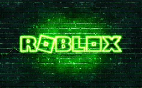 Download wallpapers Roblox green logo, 4k, green brickwall, Roblox logo, online games, Roblox ...