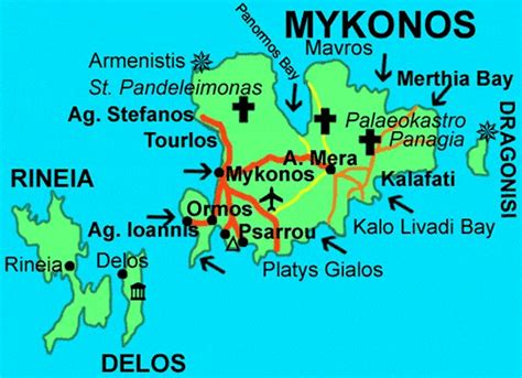 Mykonos | Map of Mykonos island