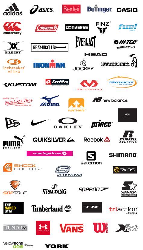 Athletic wear brands Logos