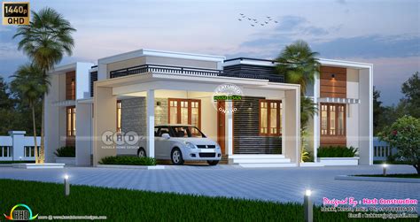 Small budget flat roof house rendering by Hash Construction - Kerala Home Design and Floor Plans ...