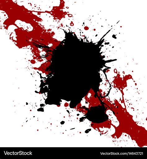 Ink black and red paint splatter background Vector Image