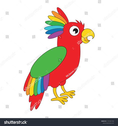 Parrot Rainbow Bird Funny Cartoon Outlined Stock Vector (Royalty Free) 1191561742 | Shutterstock