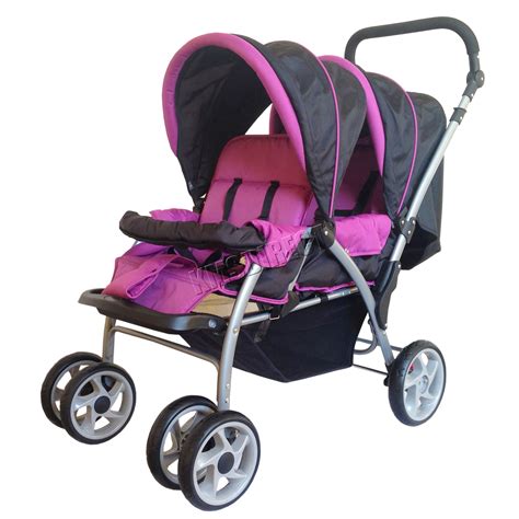 FoxHunter Baby Toddler Tandem Double Stroller Twin Pushchair Pram Buggy Purple | eBay