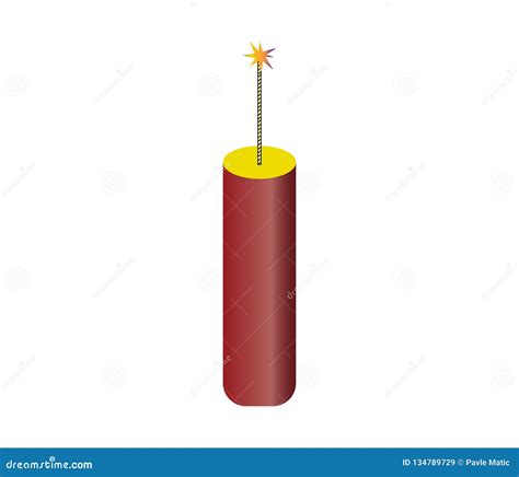 Dynamite Stick With Fuse Isolated On White Background Stock Vector ...