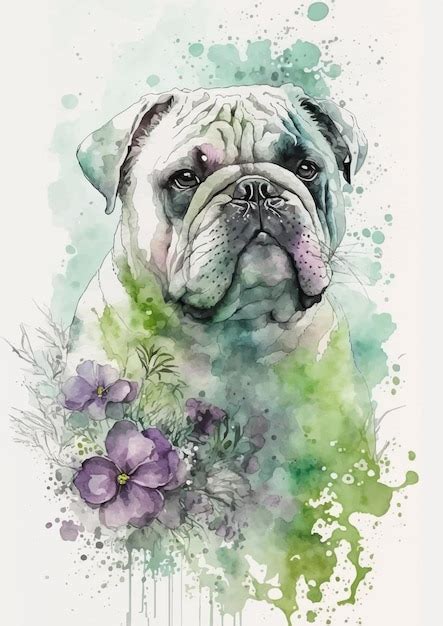 Premium Vector | Stylish pug dog watercolor painting design