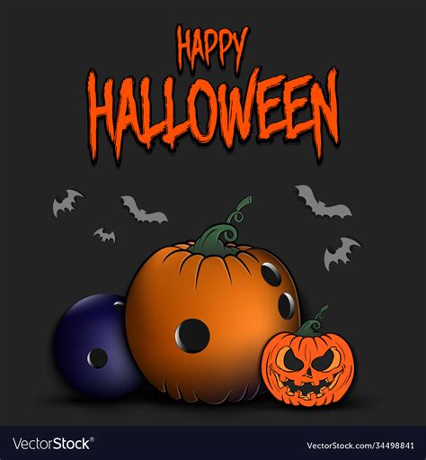 Happy halloween bowling ball pumpkin Royalty Free Vector