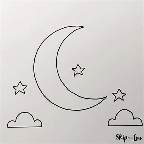 Moon And Clouds Drawing