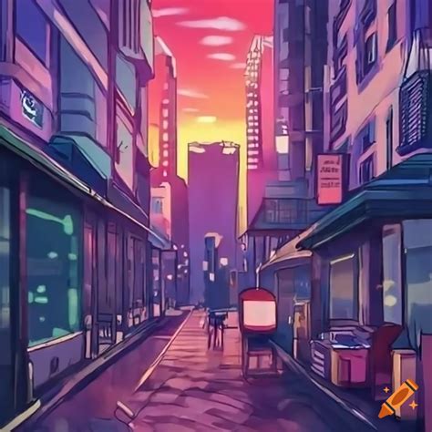 Anime city lofi sunset on Craiyon