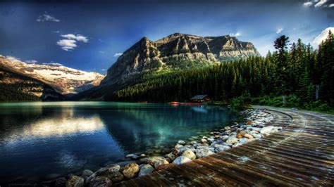 Download Mountain Walkway Nature Lake Louise HD Wallpaper