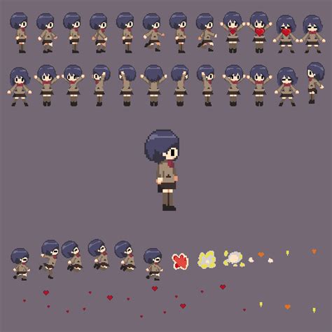 Free 32x64 Kanako Platformer Character Sprite Set by Maytch