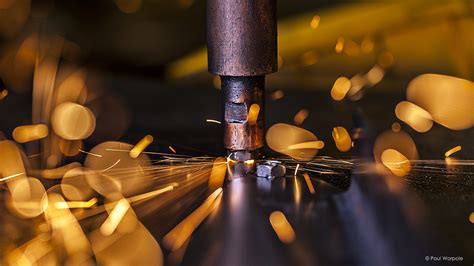 Industrial Photography showing a Spot Welder in Action