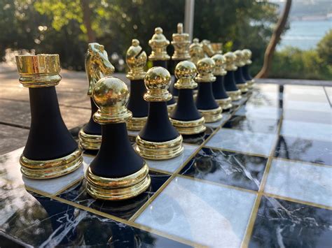 Premium Chess Set Unique Metal and Plexy Chess Pieces Marble | Etsy