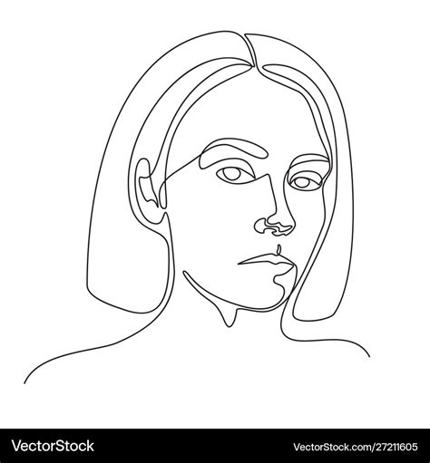 Continuous line drawing a girl portrait Royalty Free Vector