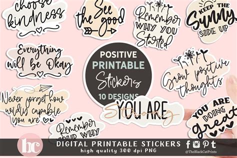 Positive Sticker Quotes PNG EPS | People Illustrations ~ Creative Market