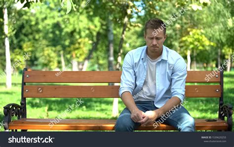 Sad Young Man Sitting Alone Park Stock Photo 1539620255 | Shutterstock